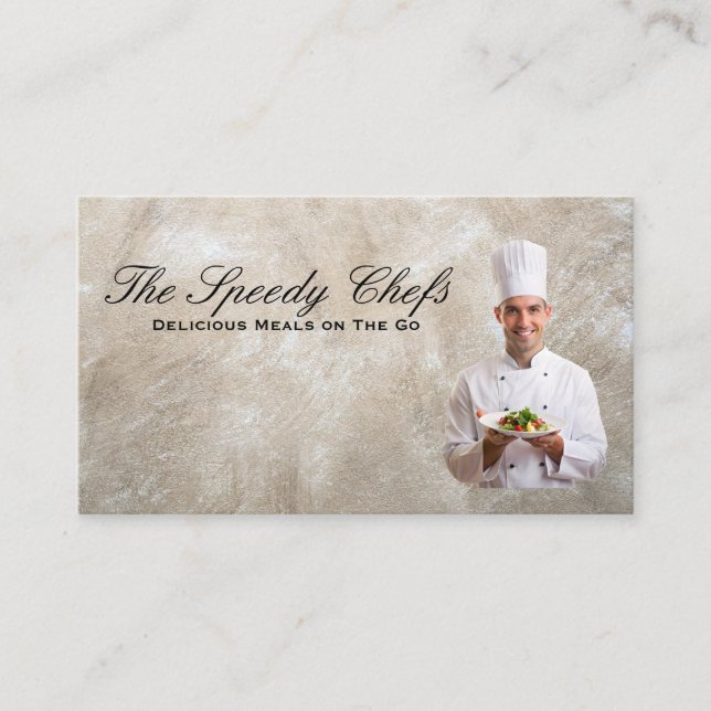 Tarjeta De Visita Chef Holding Plated Food (Anverso)