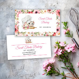 Tarjeta De Visita Chef Kitten Bakery Pink