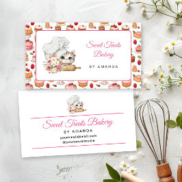 Tarjeta De Visita Chef Kitten Bakery Pink