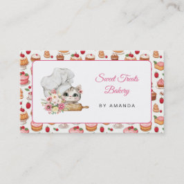 Tarjeta De Visita Chef Kitten Bakery Pink