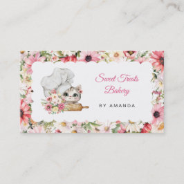 Tarjeta De Visita Chef Kitten Bakery Pink