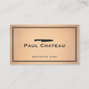 Tarjeta De Visita Chef Knife Catering Restaurant copper