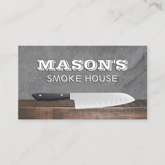 Tarjeta De Visita Chef Knife | Madera y pizarra (Anverso)