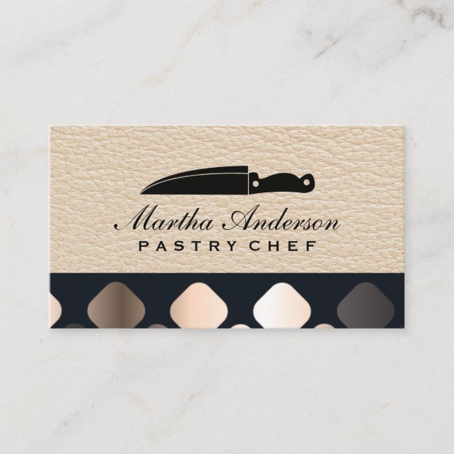 Tarjeta De Visita Chef Knife | Patrón metálico de cuero (Anverso)