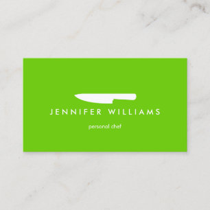 Tarjeta De Visita Chef Knife sobre el verde para la restauración, re