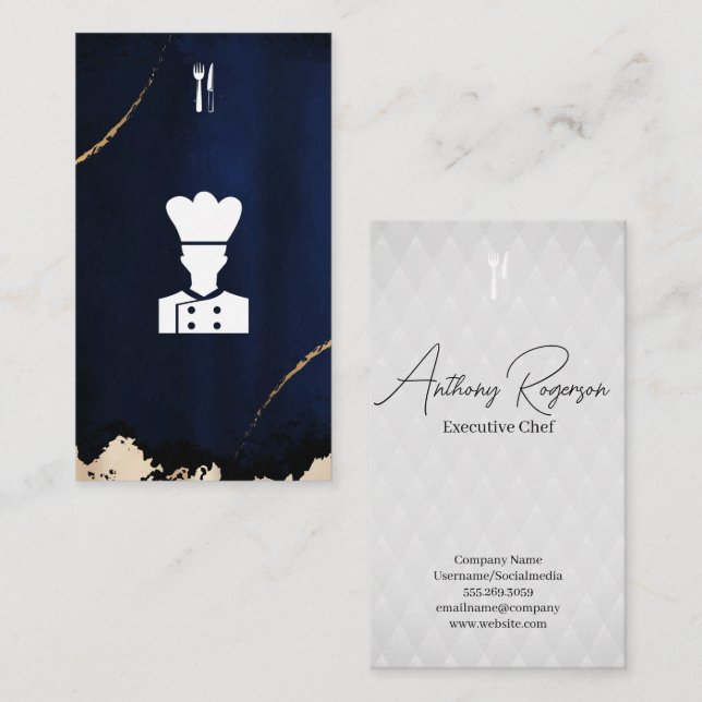 Tarjeta De Visita Chef | Logo de Dinnerware (Anverso / Reverso)