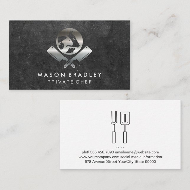 Tarjeta De Visita Chef | Logotipo de carnicero (Anverso / Reverso)