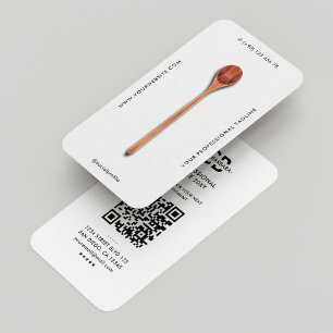 Tarjeta De Visita Chef Mínimo Catering Elegante Cuchara de Madera Bl