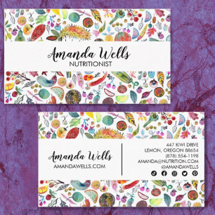 Tarjeta De Visita Chef nutricionista dietista frutas de verduras úni