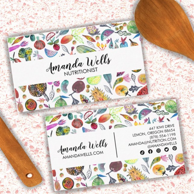 Tarjeta De Visita Chef nutricionista dietista frutas de verduras úni (Subido por el creador)