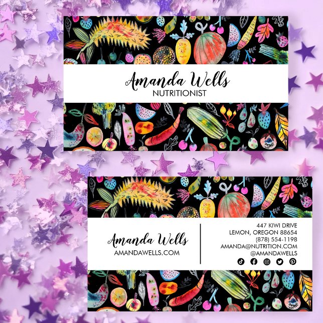 Tarjeta De Visita Chef nutricionista dietista frutas de verduras úni (Nutritionist Chef Dietitian Unique Veggies Fruits Business Card
)