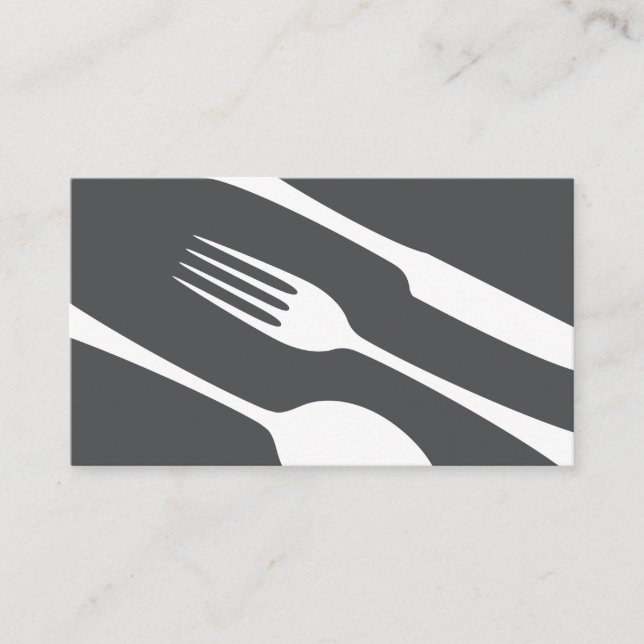 Tarjeta De Visita Chef o catering, cubertería moderna (Anverso)