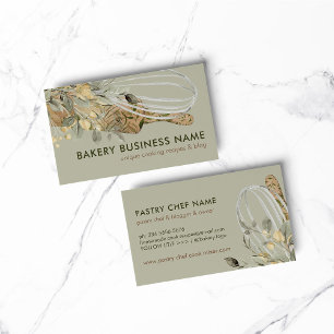 Tarjeta De Visita Chef Pastelero de Catering Botánico Elegante