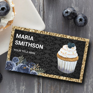 Tarjeta De Visita Chef Pastelero de Cupcake de Arándano con Purpurin