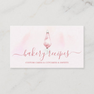 Tarjeta De Visita Chef pastelero de panadería de acuarela rosa