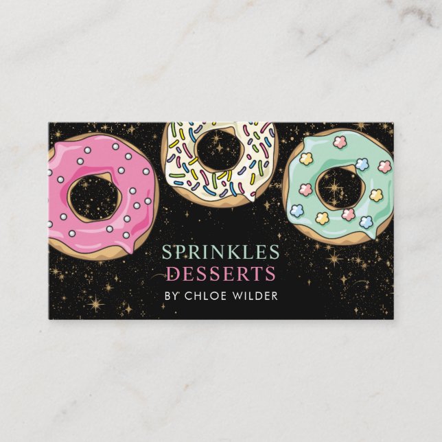 Tarjeta De Visita Chef pastelero de panadería rota donuts (Anverso)