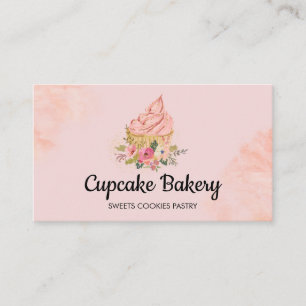 Tarjeta De Visita Chef pastelero de pastel de magdalena rosa