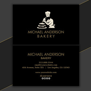 Tarjeta De Visita Chef Pastelero Panadería Profesional Negro Oro    