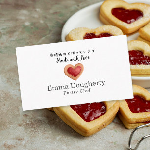 Tarjeta De Visita Chef Pastelero Pastelería Galleta Corazón Rojo Mod