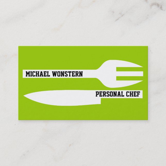 Tarjeta De Visita Chef personal blanco minimalista (Anverso)