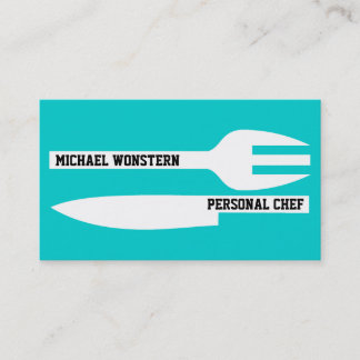 Tarjeta De Visita Chef personal blanco minimalista y turquesa