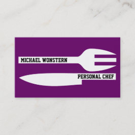 Tarjeta De Visita Chef personal blanco púrpura minimalista