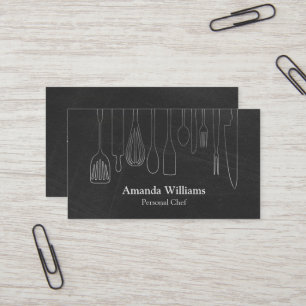 Tarjeta De Visita Chef Personal Catering Cocina Utensilios de Plata