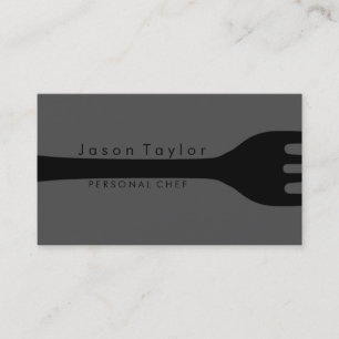 Tarjeta De Visita Chef Personal Catery Bakery Fork Logo Negro