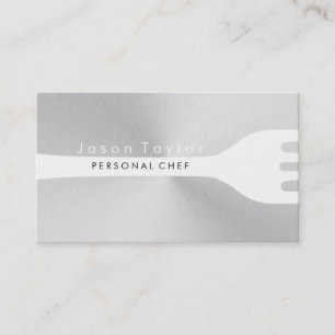 Tarjeta De Visita Chef Personal Catery Panadería Acero Plata