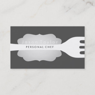 Tarjeta De Visita Chef Personal Catery Panadería Fork Black Wood