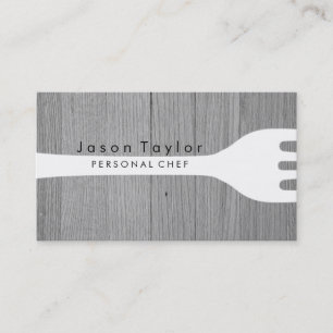 Tarjeta De Visita Chef Personal Catery Panadería Fork Gray Wood