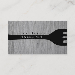 Tarjeta De Visita Chef Personal Catery Panadería Fork Gray Wood