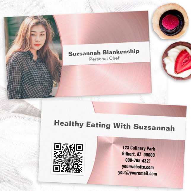 Tarjeta De Visita Chef personal cepillado código QR de foto Metaliza (Subido por el creador)