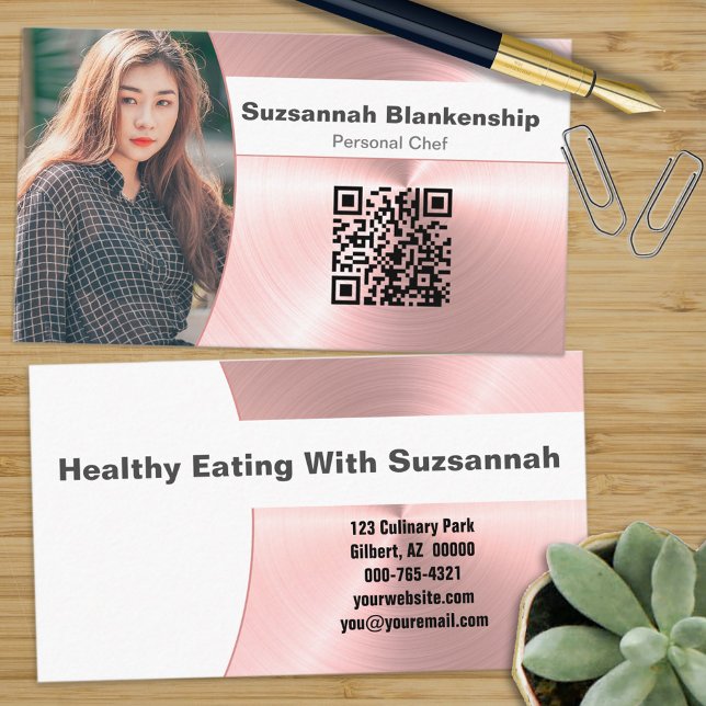 Tarjeta De Visita Chef personal cepillado código QR de foto Metaliza (Subido por el creador)