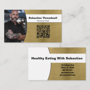 Tarjeta De Visita Chef Personal Código QR de Foto Personalizada en L