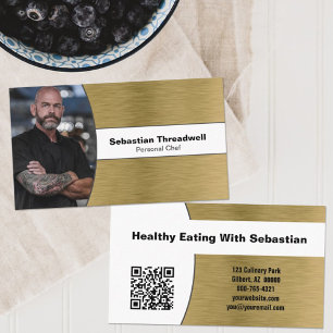 Tarjeta De Visita Chef Personal Código QR de Foto Personalizada en L