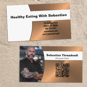 Tarjeta De Visita Chef Personal Código QR Foto Personalizada Cobre C