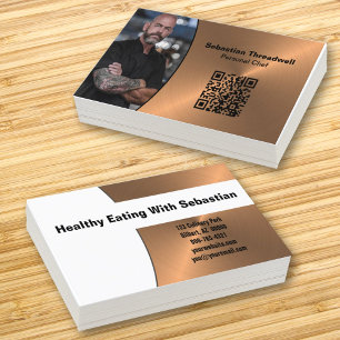 Tarjeta De Visita Chef Personal Código QR Foto Personalizada Cobre C
