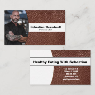Tarjeta De Visita Chef Personal Cuero Marrón Foto Personalizada
