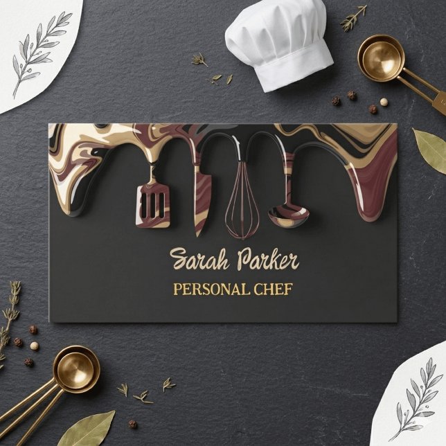 Tarjeta De Visita Chef Personal de Catering Glam Chic (Subido por el creador)