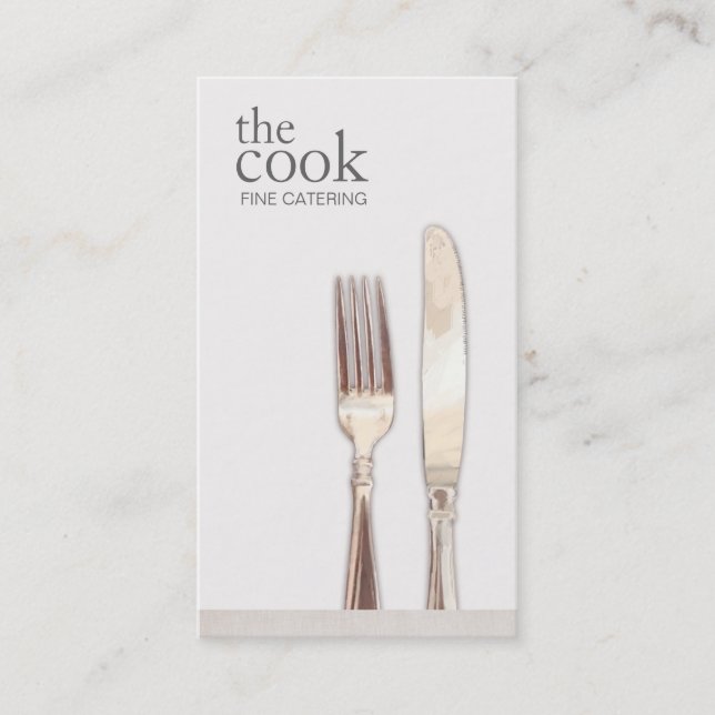 Tarjeta De Visita Chef personal elegante de la horquilla y el cuchil (Anverso)