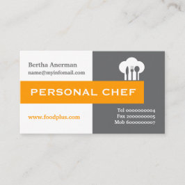 Tarjeta De Visita Chef personal gris minimalista, blanco, rosa calie