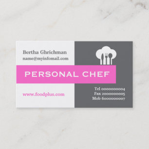 Tarjeta De Visita Chef personal gris minimalista, blanco, rosa calie
