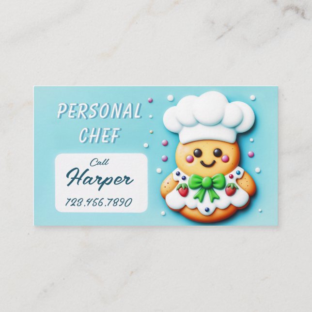 Tarjeta De Visita Chef personal lindo cocinero (Reverso)