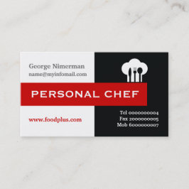 Tarjeta De Visita Chef personal minimalista negro, blanco, rojo
