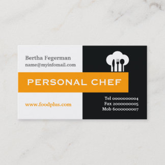 Tarjeta De Visita Chef personal minimalista negro, blanco, rosa cali
