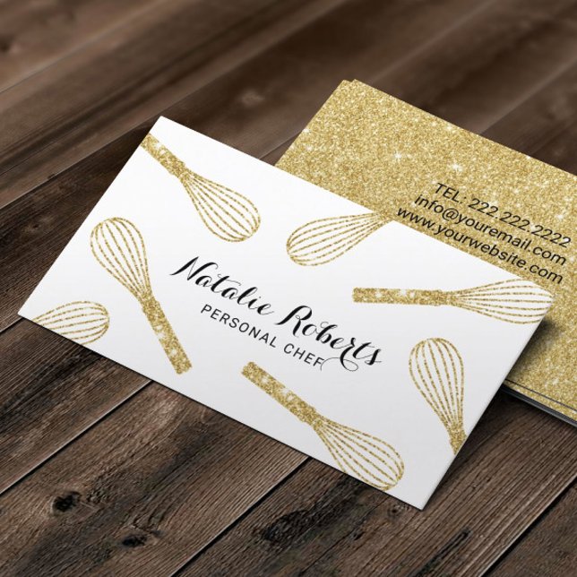 Tarjeta De Visita Chef personal panadería moderna de Whisk Gold (Subido por el creador)