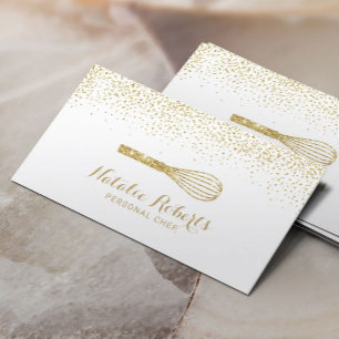 Tarjeta De Visita Chef personal pastelería contemporánea de oro past