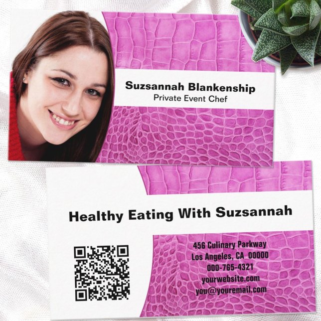 Tarjeta De Visita Chef personal Personalizado de cuero rosa Foto Cód (Subido por el creador)