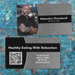 Tarjeta De Visita Chef Personal Placa de Diamante Código QR de Foto 